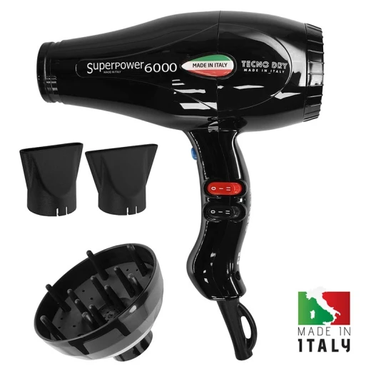Techno Dry Hair Dryer Super Power Professional Black 2000W For All Hair Types With 3 Heat Settings and Cool Shot Function, Salon Quality Results - Techno Dry - Image 3