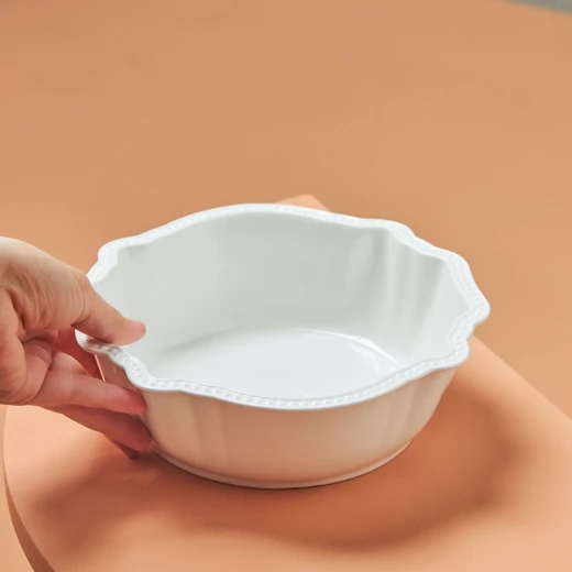 Karaca Carmen Lace Porcelain Bowl Set of 2, 22 cm Diameter, White Elegant Design for Serving Soups, Salads, and Desserts, Dishwasher Safe - karaca - Image 4