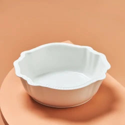 Karaca Carmen Lace Porcelain Bowl Set of 2, 22 cm Diameter, White Elegant Design for Serving Soups, Salads, and Desserts, Dishwasher Safe