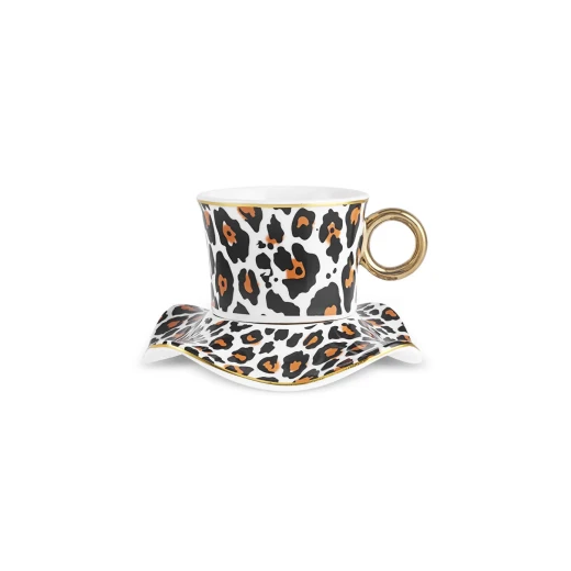 Karaca Zerrin 6 Person Coffee Cup Set Exquisite Porcelain White and Gold Design 90 ml Cups Elegant Serving for 6 Guests Perfect for Coffee and Special Occasions - karaca - Image 3