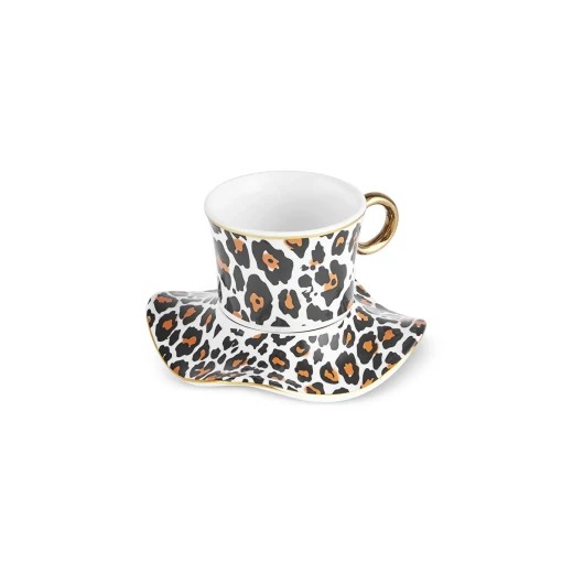 Karaca Zerrin 6 Person Coffee Cup Set Exquisite Porcelain White and Gold Design 90 ml Cups Elegant Serving for 6 Guests Perfect for Coffee and Special Occasions - karaca - Image 2