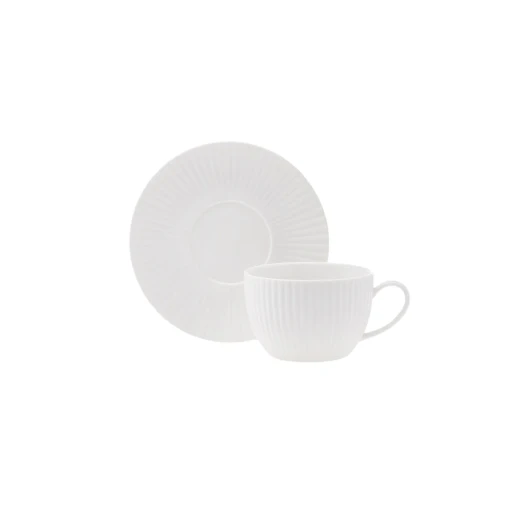 Karaca Seashell White Porcelain 2 Person Tea Cup Set with Saucers, Elegant Design, 200ml Capacity, Perfect for Coffee and Tea, Dishwasher Safe - karaca - Image 2
