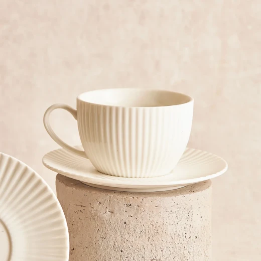 Karaca Seashell White Porcelain 2 Person Tea Cup Set with Saucers, Elegant Design, 200ml Capacity, Perfect for Coffee and Tea, Dishwasher Safe - karaca - Image 4