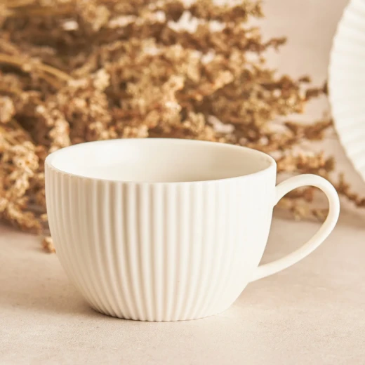 Karaca Seashell White Porcelain 2 Person Tea Cup Set with Saucers, Elegant Design, 200ml Capacity, Perfect for Coffee and Tea, Dishwasher Safe - karaca - Image 5