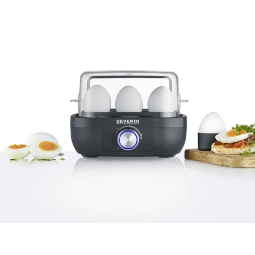 Severin EK 3166 Egg Boiler Black BPA Free with Egg Piercer, Boils 7 Eggs Simultaneously, Auto Shutoff, Compact Design Ideal for Kitchens, 1-Year Warranty - Severin - Image 2