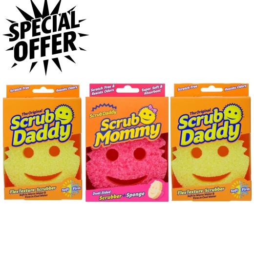Scrub Daddy & Scrub Mommy Original Sponge Bundle – Perfect for Countertops and Surfaces, Soft Yet Firm Texture for Gentle and Tough Scrubbing, Durable and Long-Lasting Performance, Ideal for Household Cleaning Scrub Daddy & Scrub Mommy Original Sponge Bundle – Perfect for Countertops and Surfaces, Soft Yet Firm Texture for Gentle and Tough Scrubbing, Durable and Long-Lasting Performance, Ideal for Household Cleaning