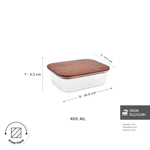 حاوية تخزين زجاجية من كاراجا كاريا أكاسيا، 400 مل، شفافة، طقم من قطعتين - كراجا - Image 3