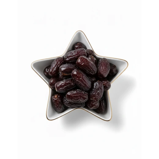 White Ceramic Star-Shaped Ramadan Serving Bowl with Gold Trim - Festive Nut & Candy Dish with "Ramadan Mubarak" Arabic Calligraphy 20Cm - Dumyah Ramadan - Image 2