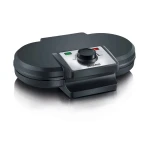 Severin WA 2106 Waffle Maker Black Non Stick Coating 1200W Makes 2 Large Waffles Easily Cleaned Compact Design Perfect for Family Breakfasts and Desserts - Severin