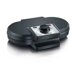 Severin WA 2106 Waffle Maker Black Non Stick Coating 1200W Makes 2 Large Waffles Easily Cleaned Compact Design Perfect for Family Breakfasts and Desserts