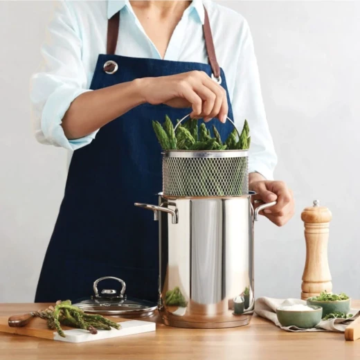 Karaca Love of Kitchen Stainless Steel Induction Asparagus Pot with Lid 4L Silver - karaca - Image 2