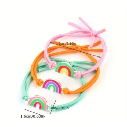 A set of colorful children's bracelets with an attractive rainbow design – a set of 3 bracelets made of durable and lightweight cord, in bright and cheerful colors suitable for everyday wear and gifts, adding a touch of fun and elegance to children's looks