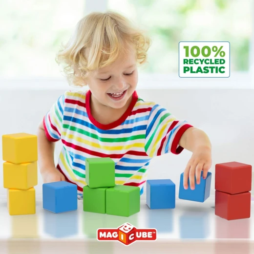 Geomag Magicube 8 Piece Magnetic Building Blocks for Toddlers, Recycled - Image 9