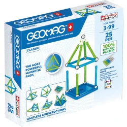Geomag Classic Recycled 25 Piece Magnetic Construction Set, STEM Learning Toy