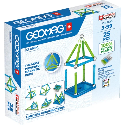 Geomag Classic Recycled 25 Piece Magnetic Construction Set, STEM Learning Toy Geomag Classic Recycled 25 Piece Magnetic Construction Set, STEM Learning Toy