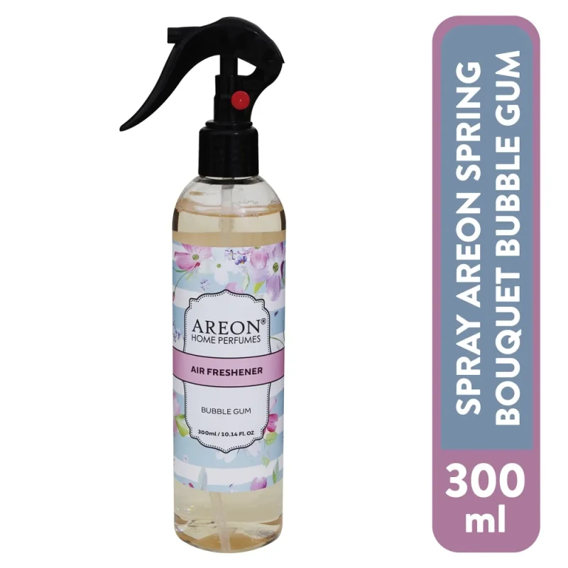 Areon Bubble Gum Scent Car & Home Air Freshener 300ml: Long Lasting Fragrance for Vehicles and Living Spaces, Eliminating Odors with a Refreshing Aroma - Areon
