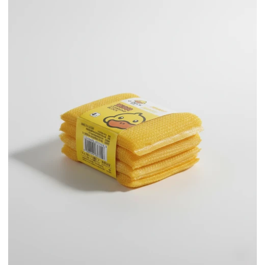 G.Duck Kitchen Cleaning Sponges 4-Piece Set – Yellow Microfiber Loofah Sponges for Effective Dishwashing, Surface Cleaning, and Household Use, Durable, Soft, and Absorbent for Daily Kitchen Tasks - G.Duck - Image 2