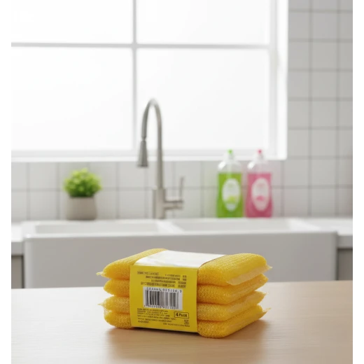 G.Duck Kitchen Cleaning Sponges 4-Piece Set – Yellow Microfiber Loofah Sponges for Effective Dishwashing, Surface Cleaning, and Household Use, Durable, Soft, and Absorbent for Daily Kitchen Tasks - G.Duck - Image 4