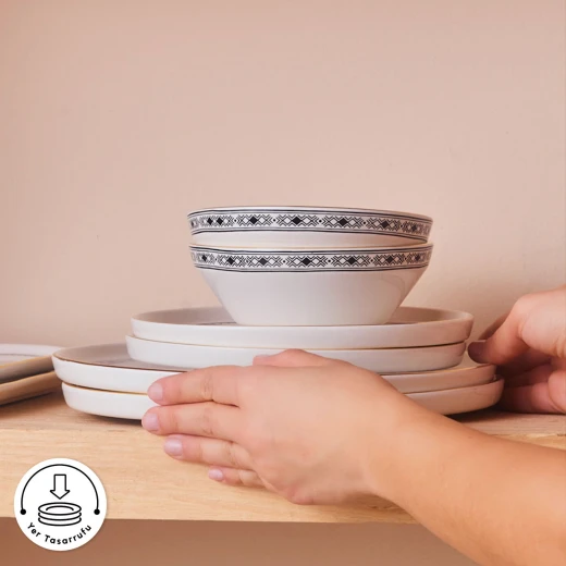 طقم عشاء كاراجا إتنا 8 قطع سيراميك أسود لشخصين، تصميم أنيق، بناء متين، مثالي لتناول الطعام اليومي والمناسبات الخاصة، آمن لغسالة الصحون - كراجا - Image 3