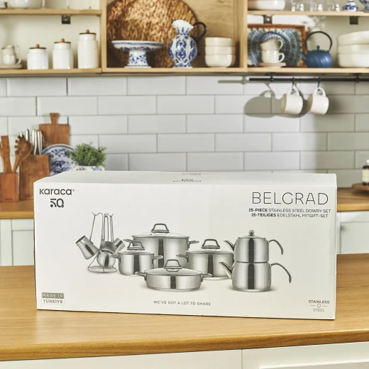 Karaca Belgrad 15 Piece Stainless Steel Cookware Set for Kitchen - karaca - Image 8