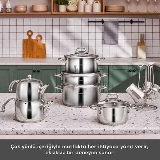 Karaca Belgrad 15 Piece Stainless Steel Cookware Set for Kitchen - karaca - Image 4