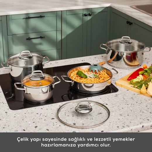 Karaca Belgrad 15 Piece Stainless Steel Cookware Set for Kitchen - karaca - Image 5