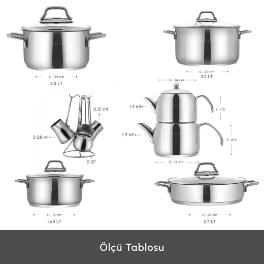 Karaca Belgrad 15 Piece Stainless Steel Cookware Set for Kitchen - karaca - Image 2