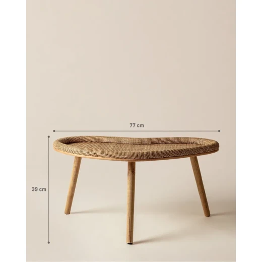 Madame Coco Perla Rattan Coffee Table, Natural Finish, Exquisite Woven Design, Durable Construction, Perfect for Living Room, Dimensions: 77cm x 41cm x 39cm, Stylish Home Decor - Madame COCO - Image 2