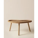 Madame Coco Perla Rattan Coffee Table, Natural Finish, Exquisite Woven Design, Durable Construction, Perfect for Living Room, Dimensions: 77cm x 41cm x 39cm, Stylish Home Decor - Madame COCO