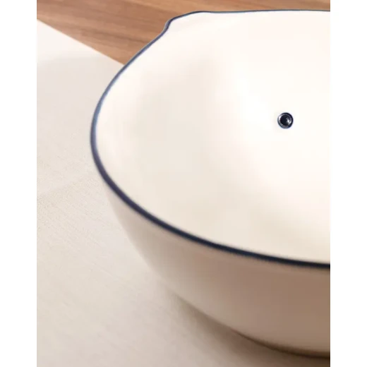 Madame Coco Marine Collection Salad Bowl 25 cm Blue and White Ceramic Design Perfect for Serving Salads, Fruits and Appetizers Dishwasher Safe Beautiful Tableware - Madame COCO - Image 2