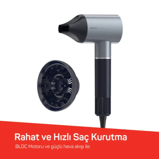 Arzum Ionic Hair Dryer 1600W Professional Black with Magnetic Attachments - Arzum - Image 2