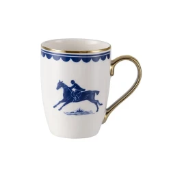Madame Coco Mila Mug Blue and White Ceramic Coffee and Tea Cup 360 ml Ideal for Daily Use and Enjoying Hot Beverages Elegant Design for Home or Office