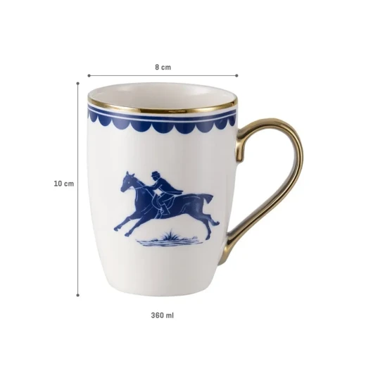 Madame Coco Mila Mug Blue and White Ceramic Coffee and Tea Cup 360 ml Ideal for Daily Use and Enjoying Hot Beverages Elegant Design for Home or Office - Madame COCO - Image 4
