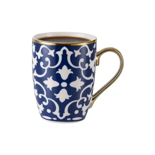 Madame Coco Karmen Blue and White Ceramic Coffee Mug 360ml: Elegant Design for Coffee, Tea, and Beverages; Durable and Stylish for Everyday Use, Perfect 12 oz Mug - Madame COCO - Image 4