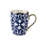 Madame Coco Karmen Blue and White Ceramic Coffee Mug 360ml: Elegant Design for Coffee, Tea, and Beverages; Durable and Stylish for Everyday Use, Perfect 12 oz Mug - Madame COCO