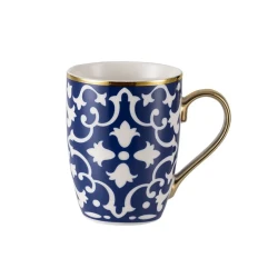 Madame Coco Karmen Blue and White Ceramic Coffee Mug 360ml: Elegant Design for Coffee, Tea, and Beverages; Durable and Stylish for Everyday Use, Perfect 12 oz Mug