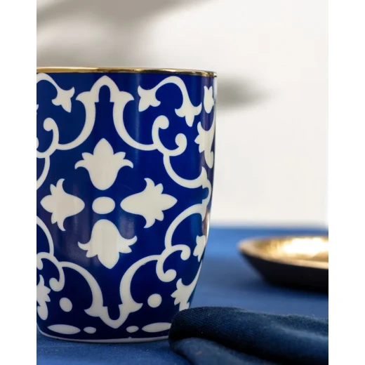 Madame Coco Karmen Blue and White Ceramic Coffee Mug 360ml: Elegant Design for Coffee, Tea, and Beverages; Durable and Stylish for Everyday Use, Perfect 12 oz Mug - Madame COCO - Image 5