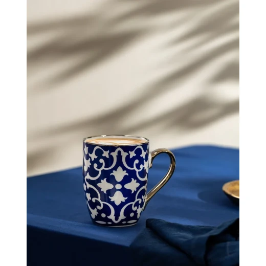 Madame Coco Karmen Blue and White Ceramic Coffee Mug 360ml: Elegant Design for Coffee, Tea, and Beverages; Durable and Stylish for Everyday Use, Perfect 12 oz Mug - Madame COCO - Image 6