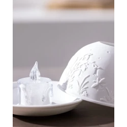 حامل شموع LED مزخرف من مدام كوكو شالور، مع 20 مصباح LED أبيض دافئ لإضفاء ديكور منزلي أنيق، يعمل بالبطارية 12 ×8 سم