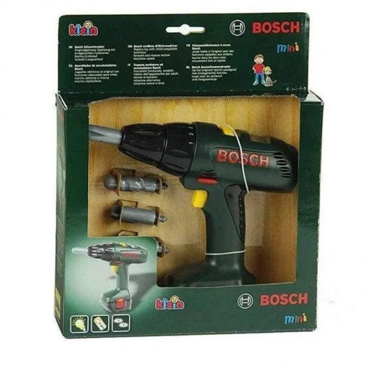 Bosch Mini Toy Cordless Drill Set for Kids, Realistic Power Tool Sounds, Flashing LED Lights, Includes 2 Drill Bits, Protective Goggles, and Accessory Kit for Pretend Play, Ages 3+ - BOSCH - Image 2