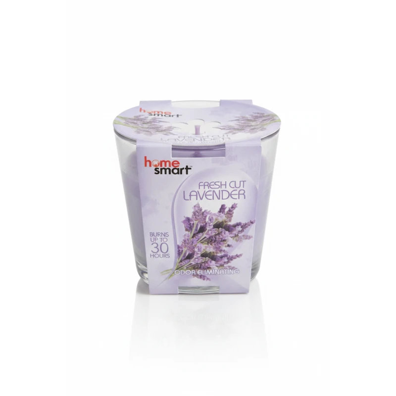 Home Smart Fresh Cut Lavender Scented Candle – Odor Eliminating Glass Jar Candle – 30-Hour Long-Lasting Burn – Calming Aromatherapy Floral Scent - Home Smart