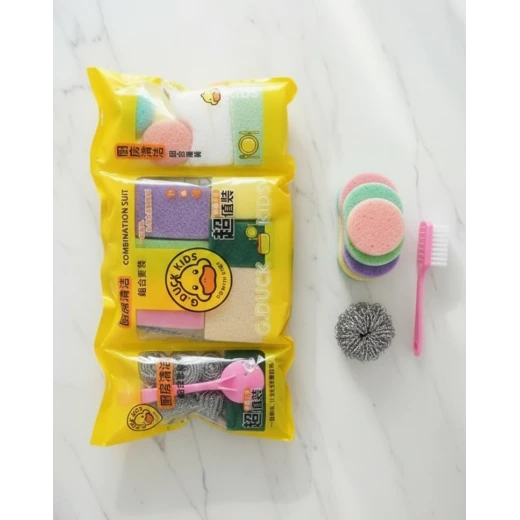 G.Duck Duck Cleaning Set Complete household cleaning kit including two types of scrubbing wires, 2 cleaning cloths for surfaces, and high-quality scouring sponges for fast and effective cleaning for all home uses - G.Duck - Image 2