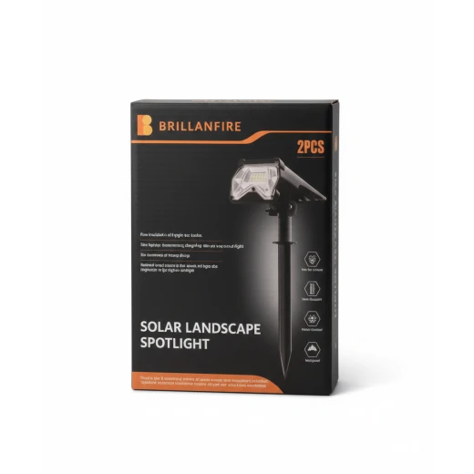 Brillanfire Solar Landscape Spotlight 2-Piece Set – High-Brightness Outdoor Solar Lights – 2 Installation Methods – IP65 Waterproof & Automatic On/Off Brillanfire Solar Landscape Spotlight 2-Piece Set – High-Brightness Outdoor Solar Lights – 2 Installation Methods – IP65 Waterproof & Automatic On/Off