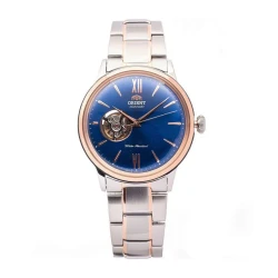 Orient Bambino Semi Skeleton Automatic Watch Blue Dial Stainless Steel Bracelet