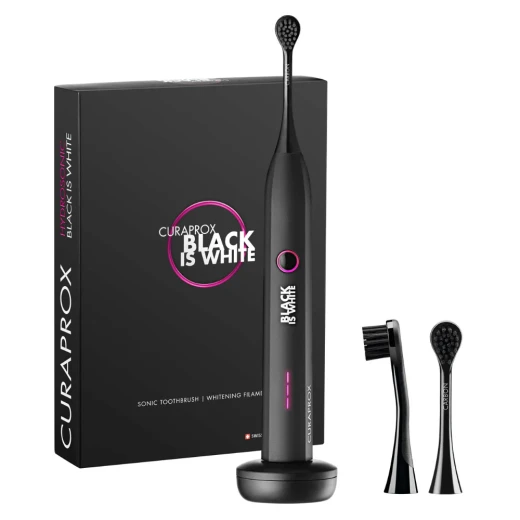 فرشاة أسنان كهربائية Curaprox Black Is White Hydrosonic للعناية باللثة وتبييض الأسنان