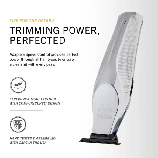 Wahl Hi-Viz Trimmer Professional Cordless Barber Hair Cutting Tool Silver - Wahl - Image 4