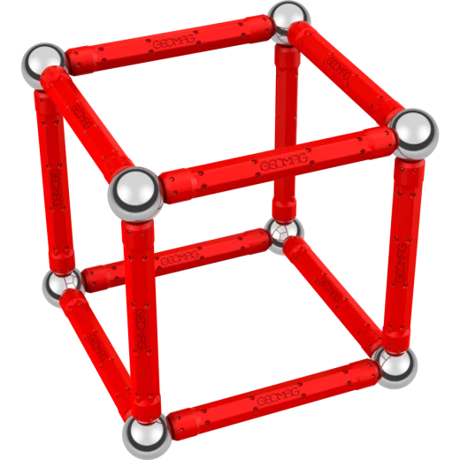 Geomag Geometry 24 Piece Magnetic Construction Set, Red Rods and Steel Spheres - Image 3