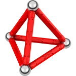 Geomag Geometry 24 Piece Magnetic Construction Set, Red Rods and Steel Spheres