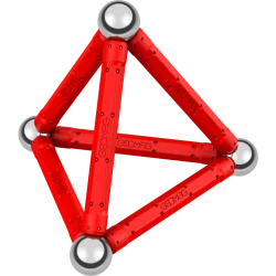 Geomag Geometry 24 Piece Magnetic Construction Set, Red Rods and Steel Spheres