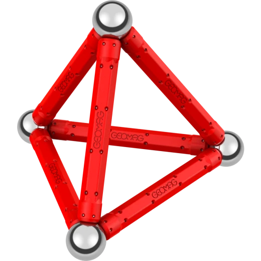 Geomag Geometry 24 Piece Magnetic Construction Set, Red Rods and Steel Spheres